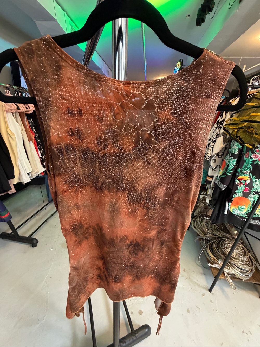The Trendsetter Brown Embellished V-Neck Women's Top - Picture 4 of 7